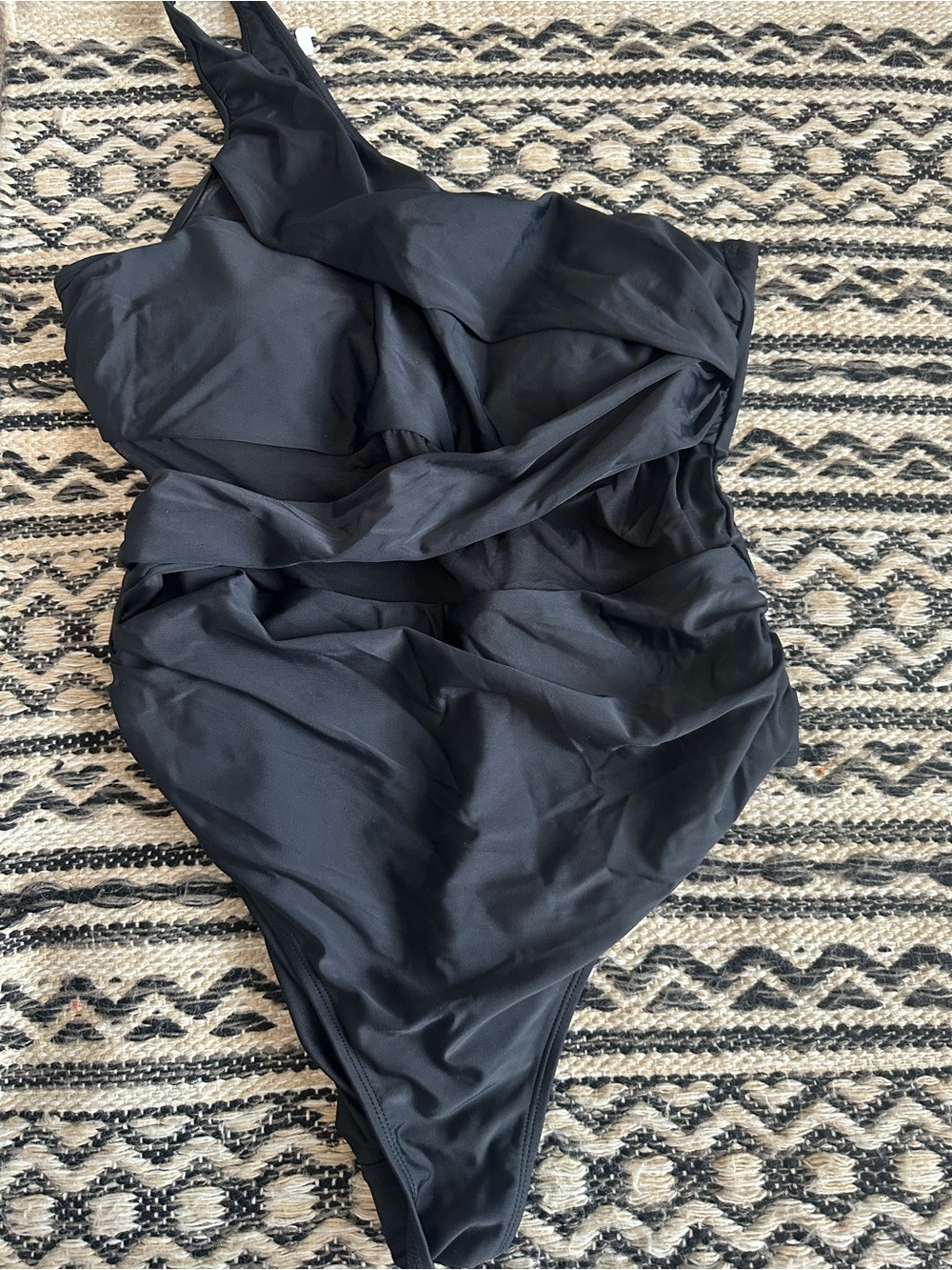 Black One-Piece Swimsuit - Single shoulder